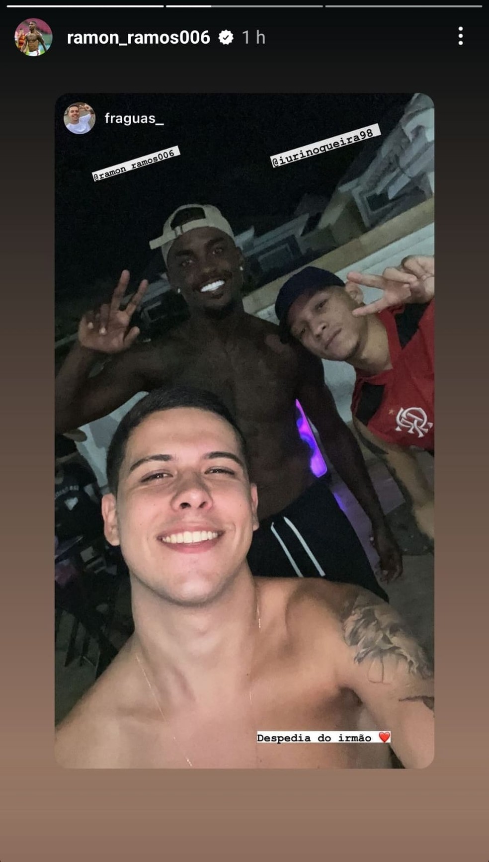 Ramon compartilha imagens de despedida nas redes sociais &mdash; Foto: Reprodu&ccedil;&atilde;o