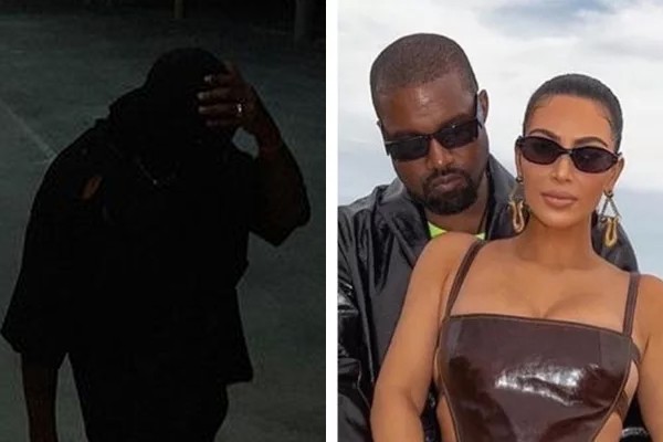 Kanye West parece estar usando sua aliança de casamento em nova foto no Instagram (à esq.); rapper se casou com Kim Kardashian (à dir.) em 2014, e teve divórcio confirmado em 2021 (Foto: Reprodução / Instagram)