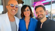 Atriz encontra autores de novelas em evento da Globo em Portugal