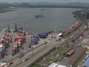 Terminais portuários no Porto de Santos (Foto: Reprodução/TV Tribuna)