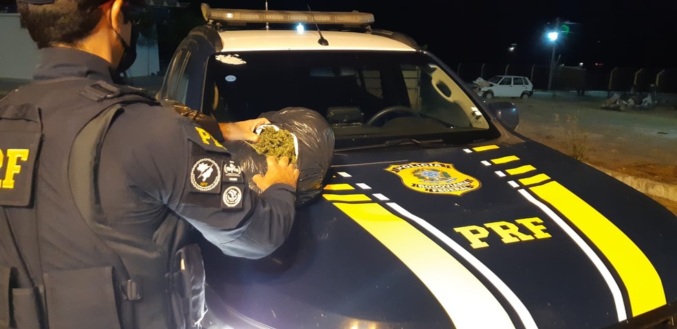 Maconha encontrada pela PRF com o motorista em Cabrobó, PE — Foto: Divulgação/PRF