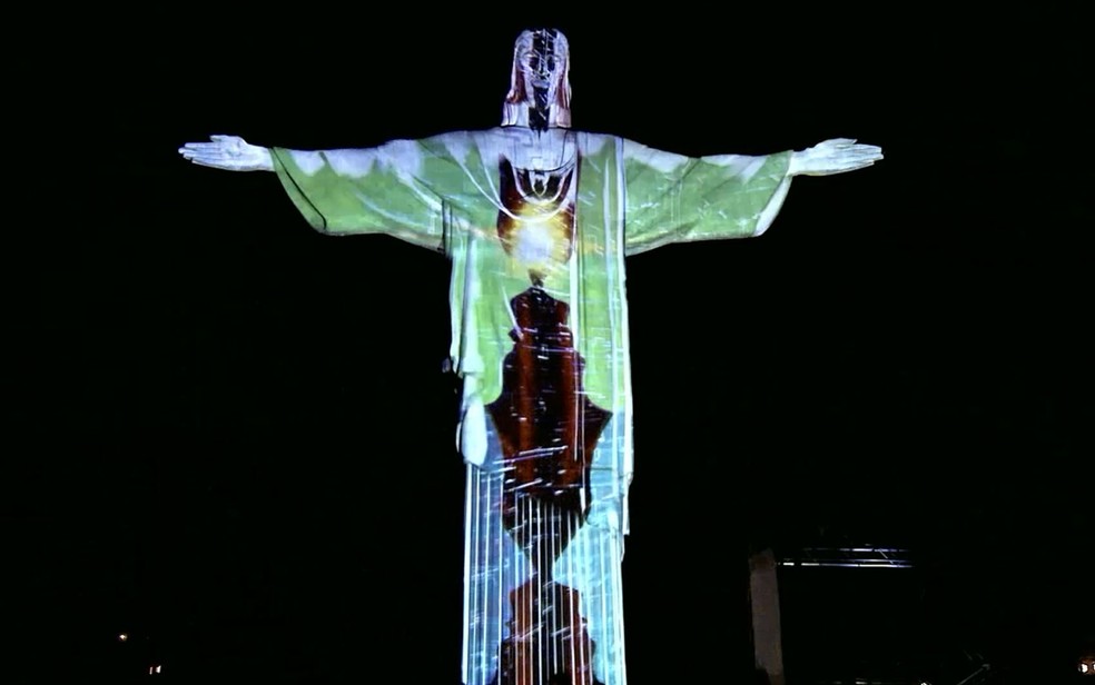 O Cristo Redentor entrará no clima da festa da virada na noite de réveillon — Foto: Reprodução / Projeta Rio