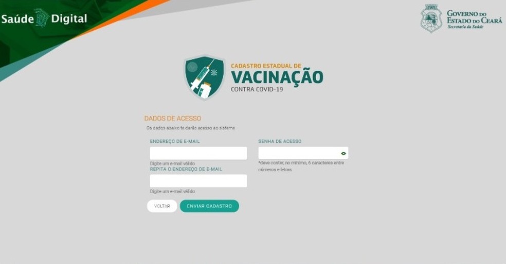 Quarto passo do cadastro de vacinação no Ceará.  — Foto: Sesa/Reprodução