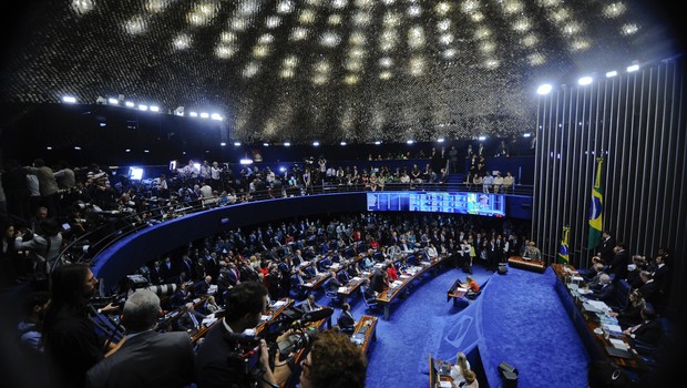 Plenário do Senado Federal durante julgamento do impeachment (Foto: Marcos Oliveira/Agência Senado)