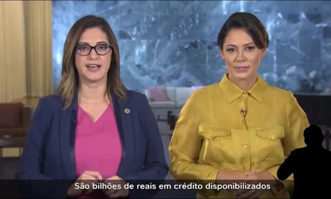 Michelle Bolsonaro faz pronunciamento em cadeira nacional 