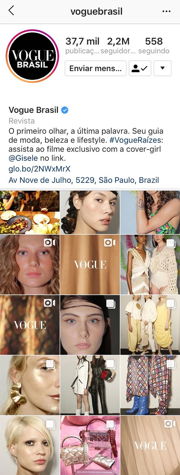 Instagram Vogue Brasil (Foto: Reprodução/ Instagram)