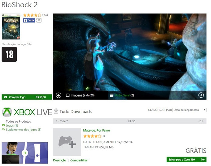 Página do jogo na Xbox Martketplace (Foto: Reprodução/André Mello)