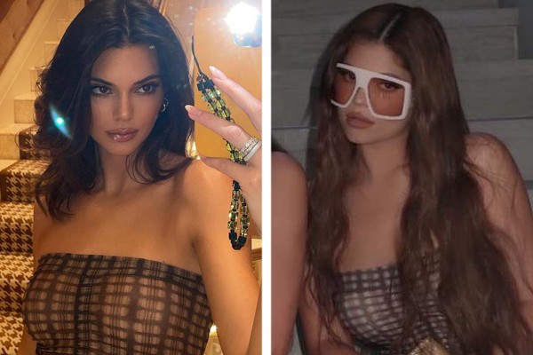 Kendall Jenner e Kylie Jenner com o mesmo look transparente (Foto: Reprodução / Instagram)