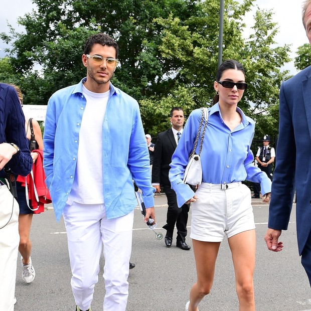 ** RIGHTS: ONLY UNITED STATES, BRAZIL, CANADA ** London, UNITED KINGDOM  - Kendall Jenner arrives at Wimbledon with her model and boxer friend Younes Bendjima. The two seem to have stayed friends despite Younes being Kourtney Kardashian's ex.Pictured: (Foto: BACKGRID)