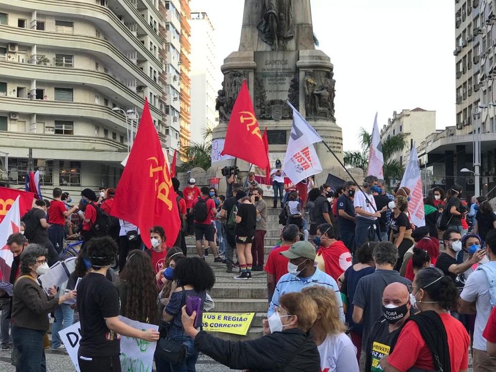 Manifestantes Protestam Em Santos Sp Contra O Presidente Bolsonaro E A Favor Da Vacina Santos E Regiao G1