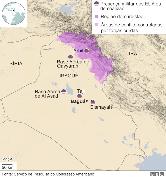 Presença militar norte-americana no Iraque (Foto: BBC)
