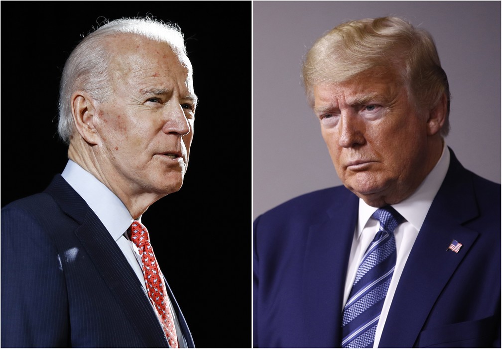 John Biden e Donald Trump diputam eleição presidencial nos EUA em novembro — Foto: AP/Arquivo
