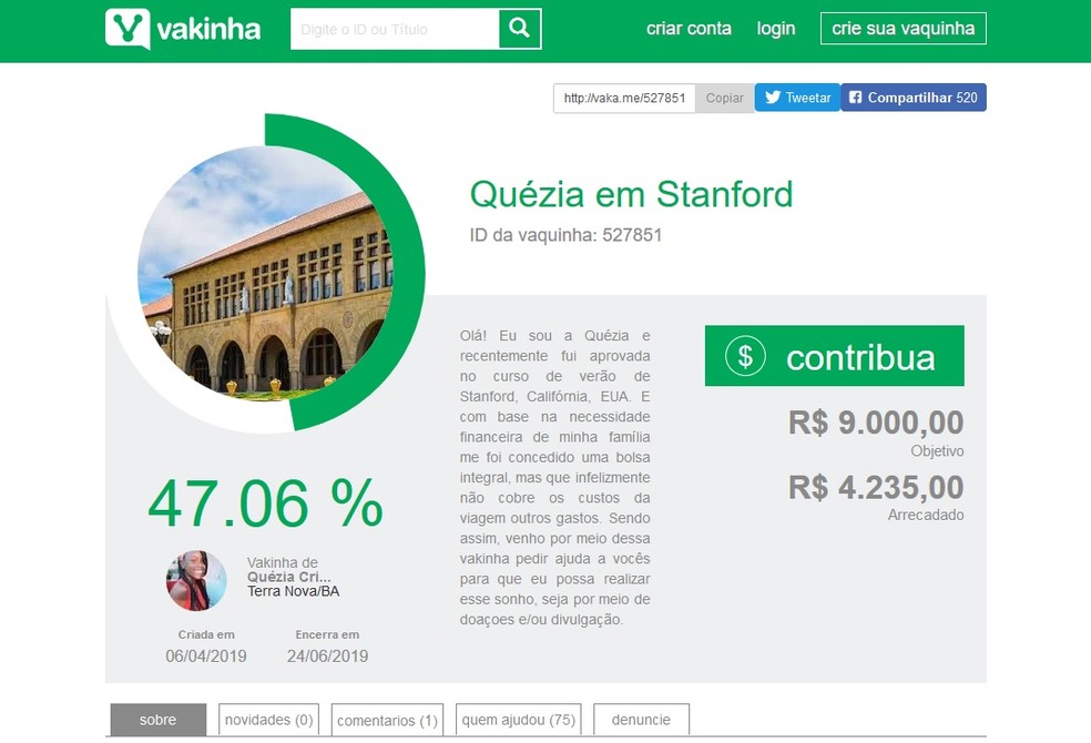 Vquinha Quézia Ferreira — Foto: Reprodução