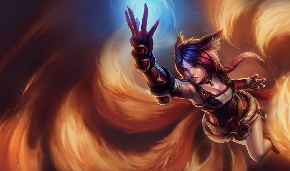 Ahri Raposa Flamejante mostra a personagem em chamas — Foto: Divulgação/Riot Games