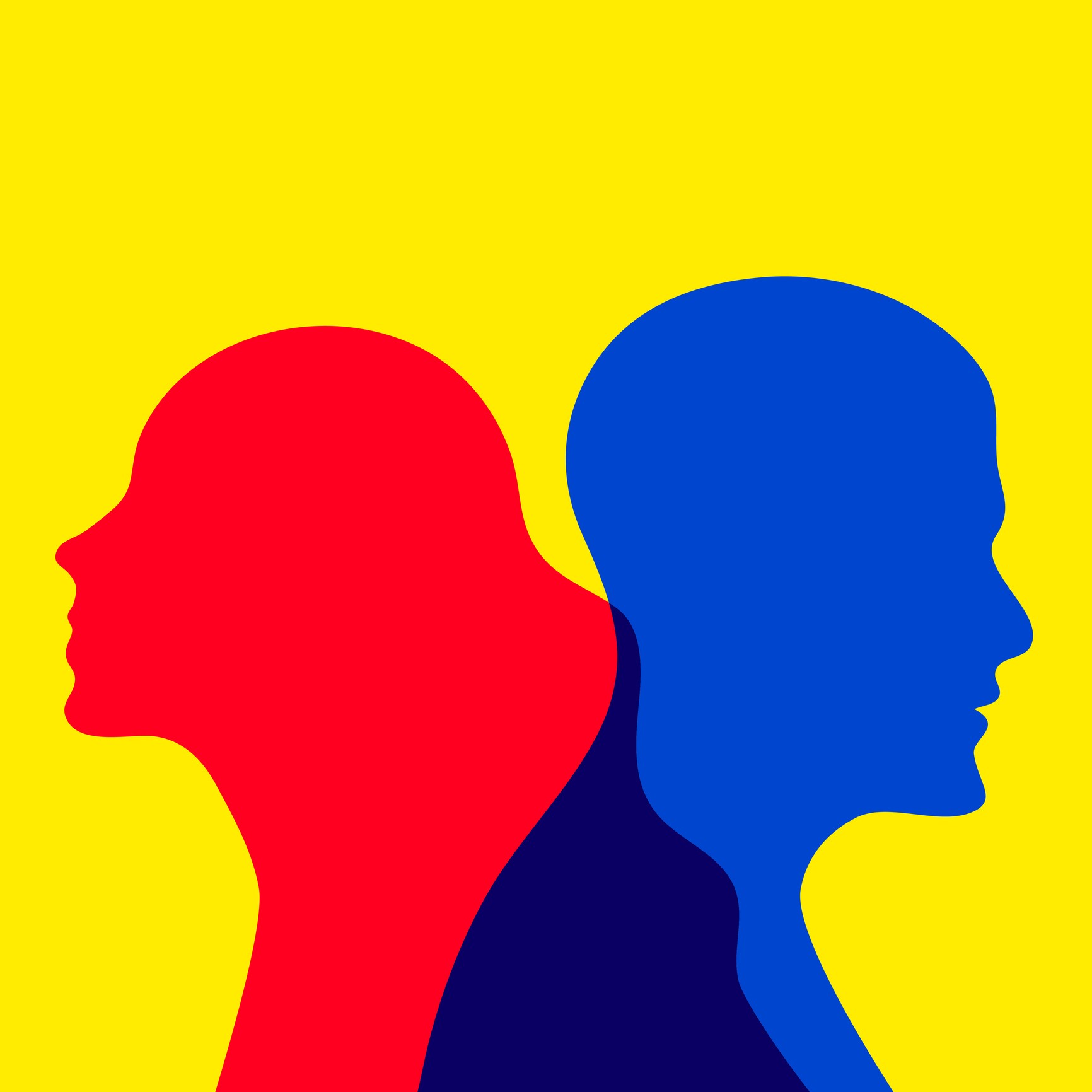 Divorcing couple, quarrel between man and woman, boy and girl are going in different directions. Flat abstract vector concept illustration (Foto: Getty Images/iStockphoto)