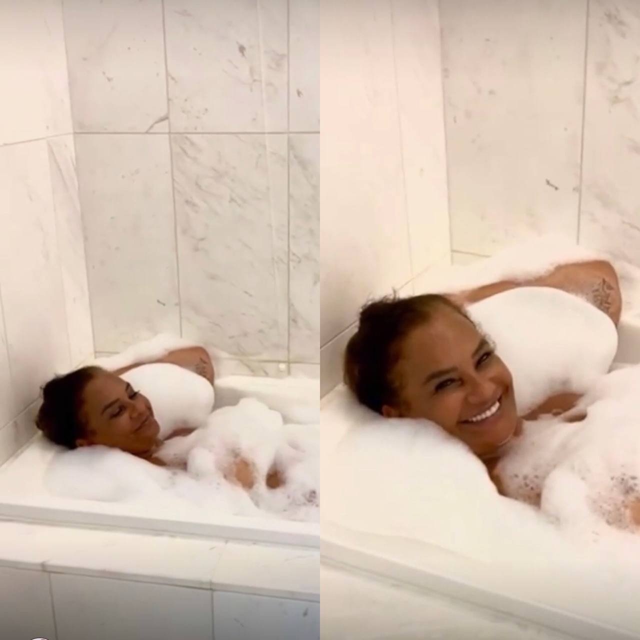 Solange Couto começa dia curtindo banheira de espuma (Foto: Reprodução / Instagram)