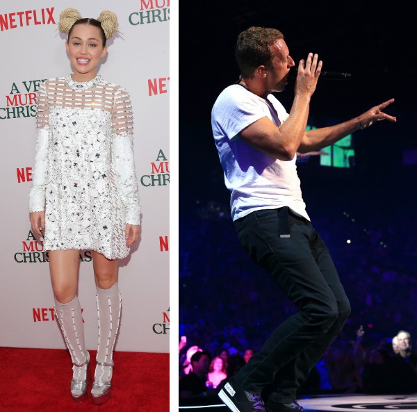 Miley Cyrus e o cantor Chris Martin (Foto: Getty Images)