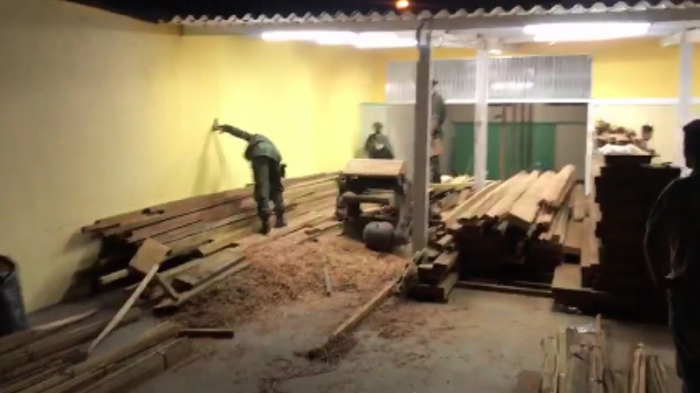 Polícia Ambiental apreende um caminhão de madeira desmatada ilegalmente em Franca (SP) — Foto: EPTV/Reprodução