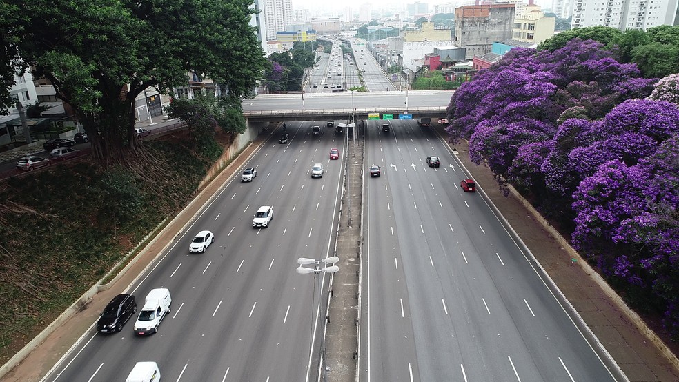 Radial Leste, em São Paulo, vazia no final de março por cauda da quarentena do coronavírus — Foto: Giaccomo Voccio/G1