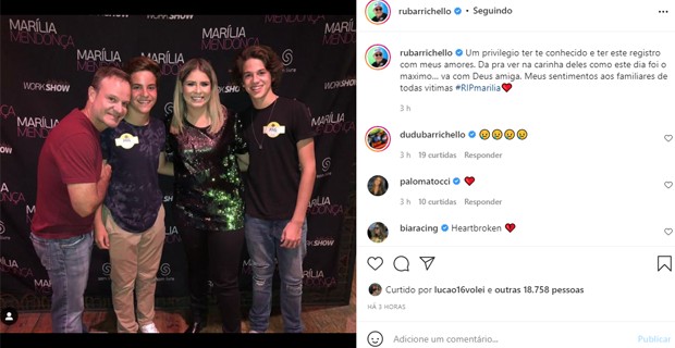 Famosos lamentam a morte de Marília Mendonça (Foto: Reprodução/Instagram)