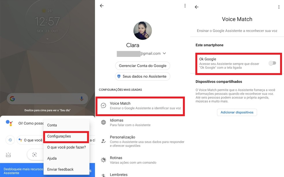 Ative o comando "Ok Google" para utilizar o Google Assistente — Foto: Reprodução/Clara Fabro