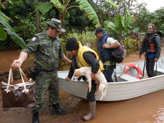 Polícia Militar Ambiental socorre famílias atingidas pelo Rio Ivaí (Foto: Polícia Militar Ambiental/Divulgação)