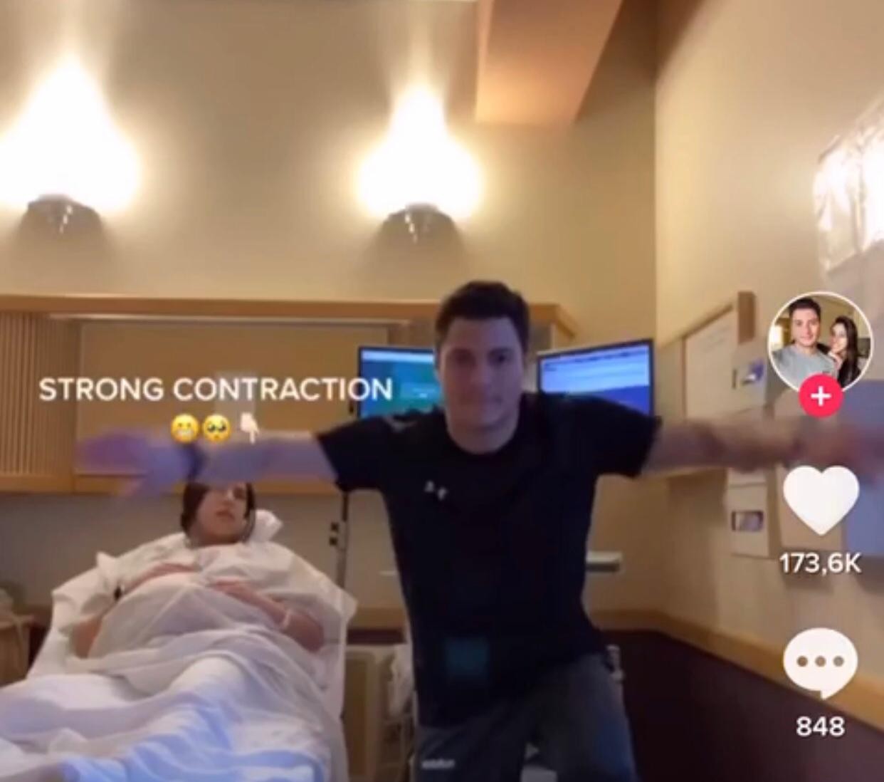 Pai resolve fazer um vídeo no TikTok durante parto da esposa (Foto: reprodução TikTok)