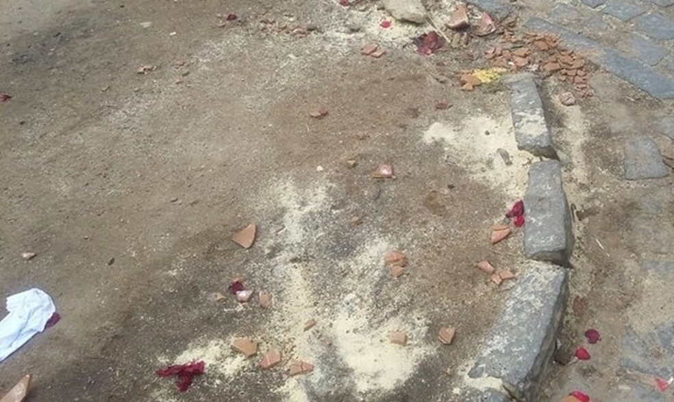 Flores, pétalas de rosas e velas foram encontradas próximas ao feto (Foto: Blog do Ney Lima/Divulgação)