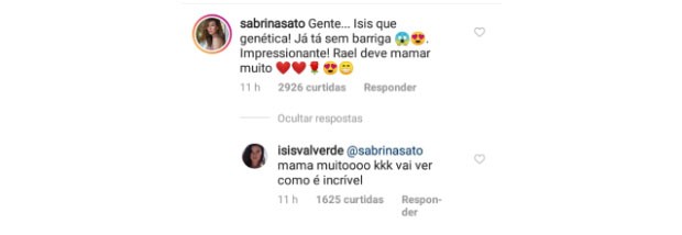 A conversa entre Sabrina e Ísis (Foto: Reprodução/Instagram)