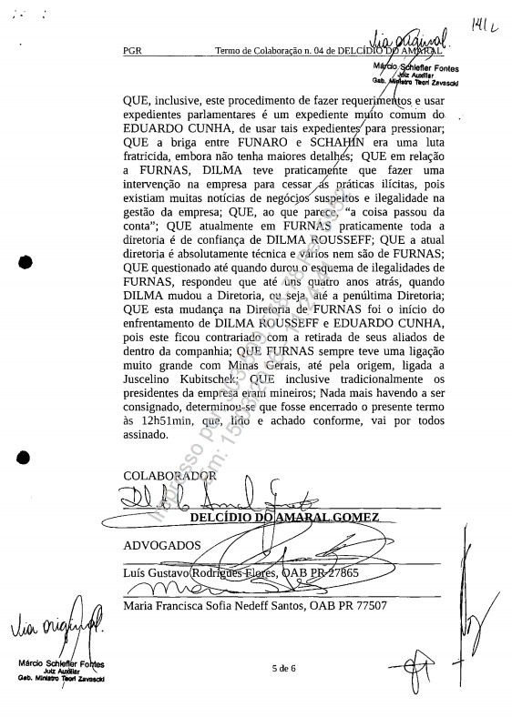 Trecho da delação do senador Delcídio do Amaral em que ele relata o início do suposto enfrentamento entre Cunha e Dilma (Foto: Reprodução/PGR)