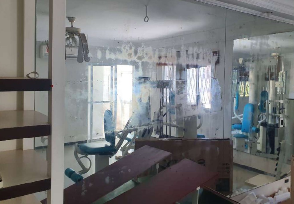 Perícia apontou infiltração na academia da mansão — Foto: Reprodução