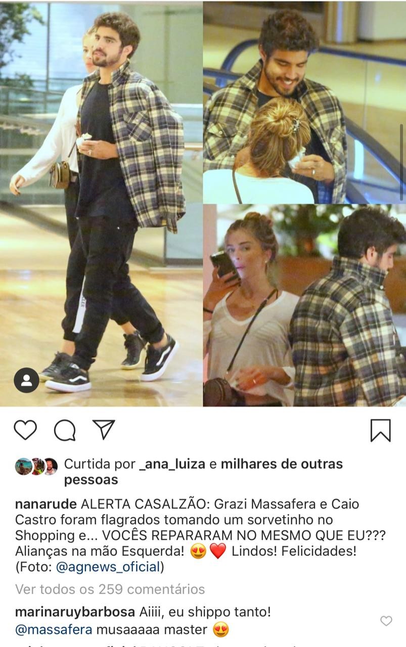 Marina Ruy Barbosa comenta fotos de Grazi Massafera e Caio Castro juntinhos (Foto: Reprodução/Instagram)