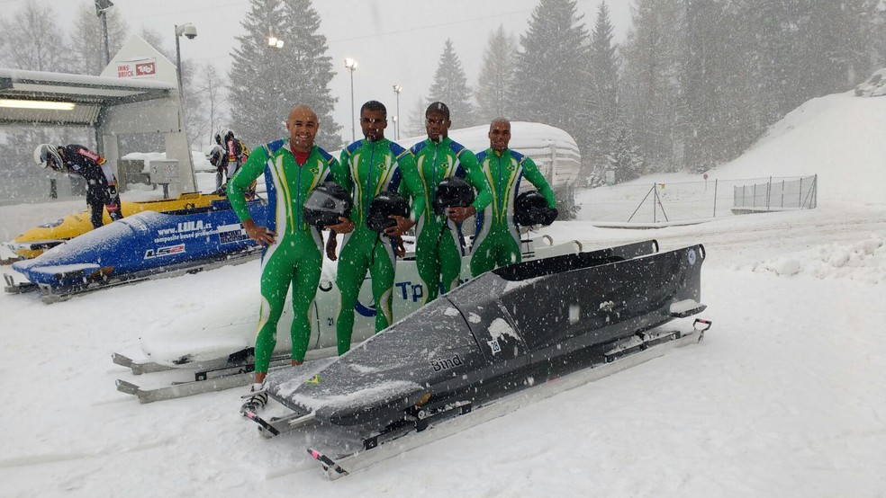Equipe brasileira de bobsled ficou em quarto lugar na primeira corrida da Copa América (Foto: Divulgação)