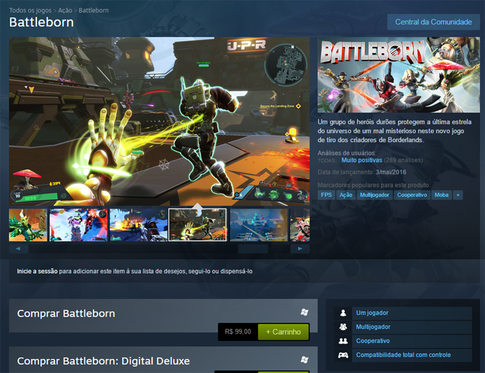 Página de Battleborn no Steam (Foto: Reprodução/André Mello)