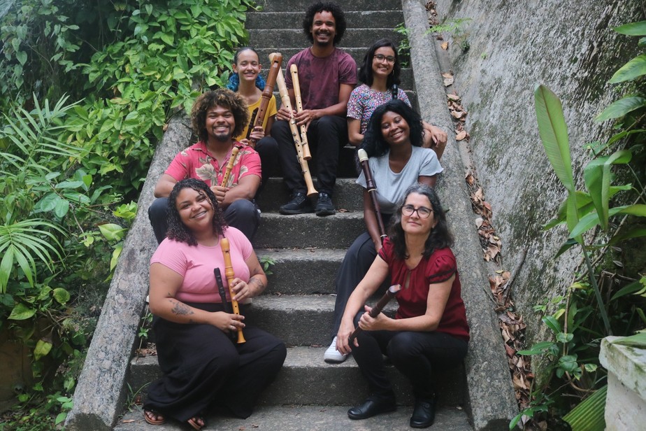 Flautistas do grupo O Som Doce da Grota em Niterói