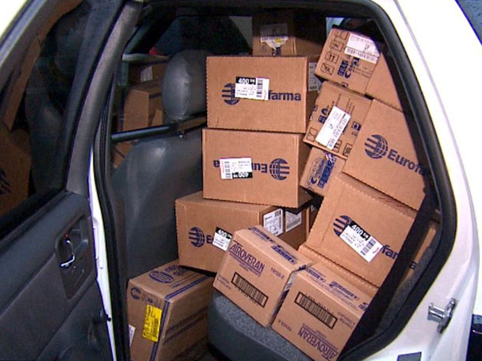 PolÃ­cia Civil apreendeu 100 caixas de medicamentos em RibeirÃ£o Preto â Foto: ReproduÃ§Ã£o EPTV