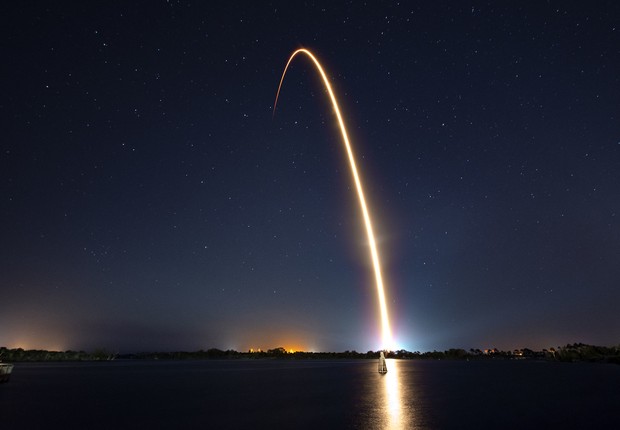 SpaceX ao lançar a Beresheet, nave espacial da SpaceIL, de Israel, a caminho da Lua (Foto: Divulgação)