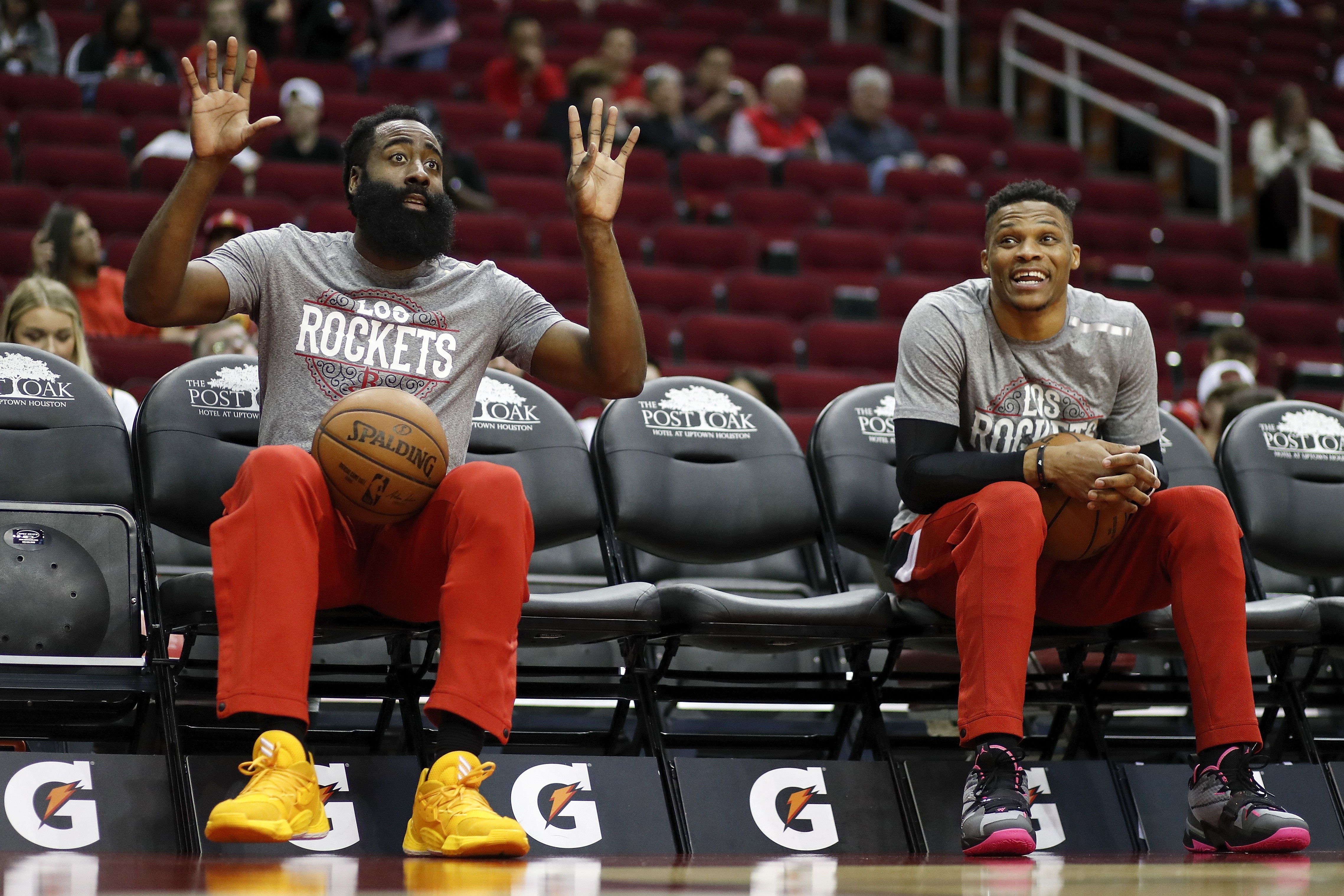 Russell Westbrook e James Harden (Foto: Getty Images)