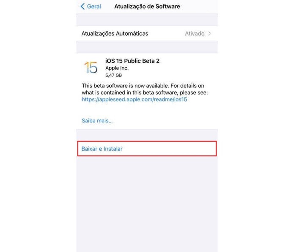 iOS 15 beta já está disponível para download — Foto: Reprodução/Letícia Conde