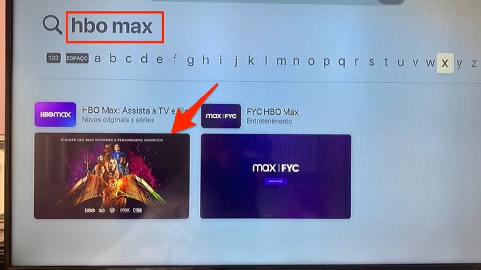 Ação para buscar pelo app HBO Max na loja de aplicativos da Apple TV — Foto: Reprodução/Marvin Costa