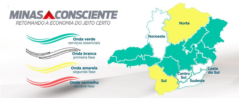 Cidades das regiões Norte e Sul vão entrar na 'Onda Amarela' do 'Minas Consciente'  — Foto: Governo de Minas Gerais/Divulgação 