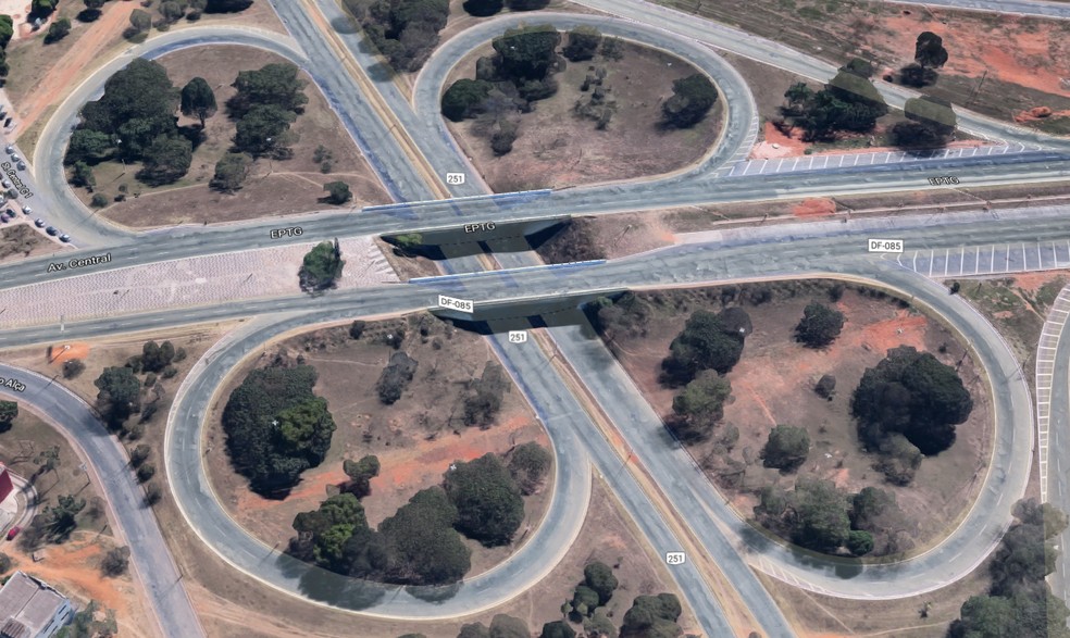 Viaduto que liga a EPTG e a EPCT, em Taguatinga, no DF — Foto: Reprodução/Google Maps