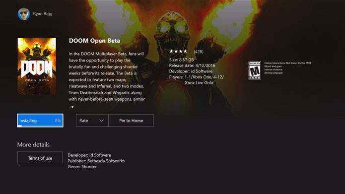 Abra a loja do Xbox One no seu console e procure pelo Doom Beta (Foto: Reprodução/Youtube)