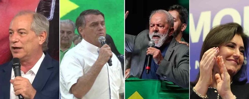 Ciro Gomes, Jair Bolsonaro, Lula e Simone Tebet — Foto: Reprodução/Reprodução/Estadão Conteúdo/FuturaPress/Estadão