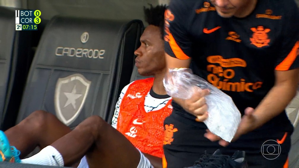 Willian após ser substituído em Botafogo x Corinthians — Foto: Reprodução