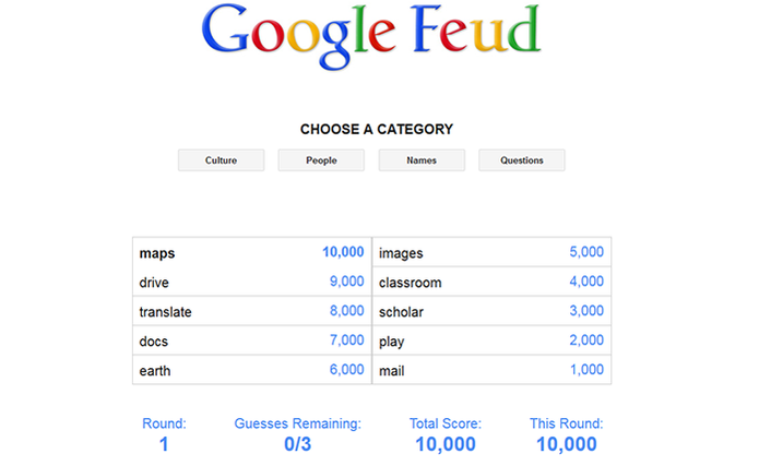 Google Feud: autocompletar vira jogo curioso