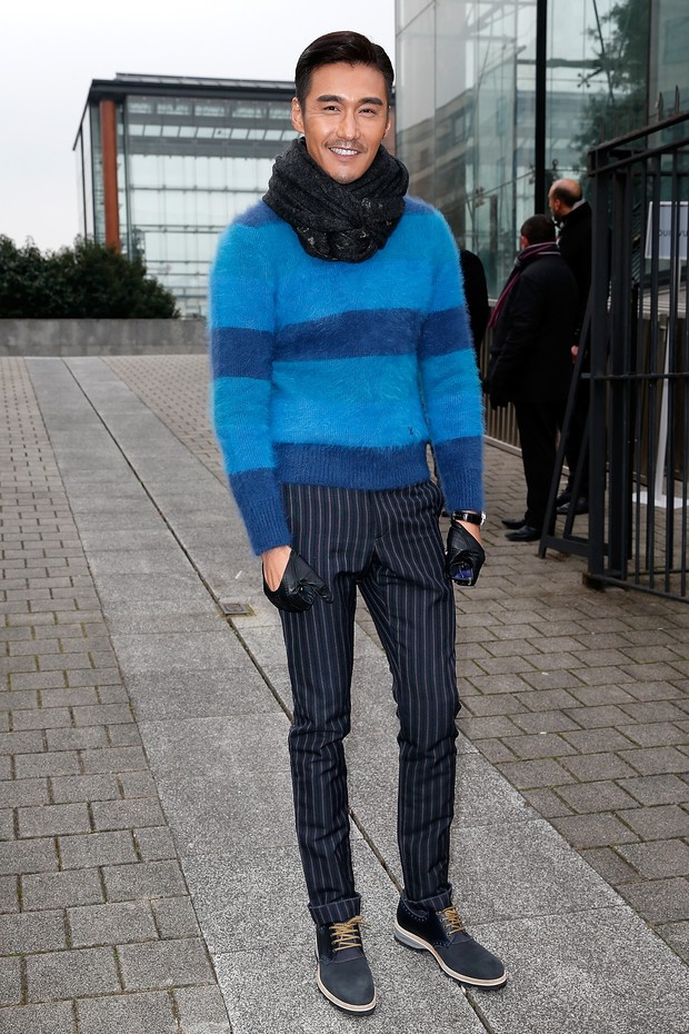 O ator chinês Hu Bing durante a semana de moda de Paris (Foto: Getty Images)
