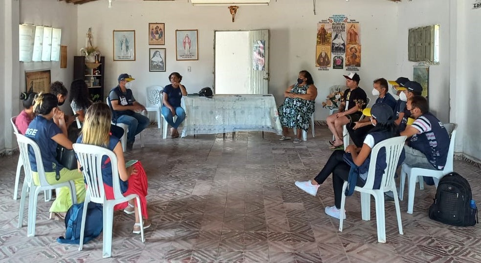 Encontro entre lideranças do povo Mendonça, chefia do IBGE no RN e equipe de coleta marca início do Censo 2022 em áreas indígenas — Foto: André Silva/IBGE