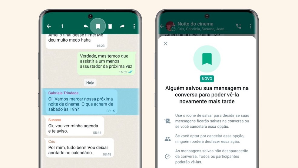 Recurso do WhatsApp permite salvar mensagens temporárias para sempre — Foto: Divulgação/WhatsApp