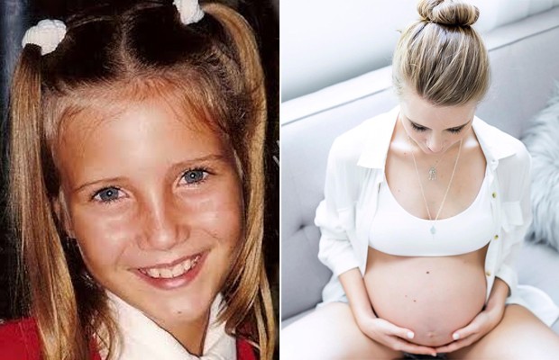 Antes e depois de Marina Belluzzo: como a chiquitita Lúcia e hoje, aos 30 anos, grávida pela primeira vez (Foto: Divulgação e Louise Zaffalon)
